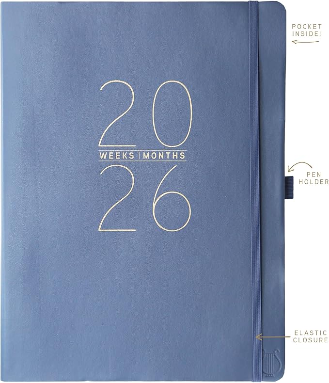 Graphique 2026 Apollo Business Planner | 18 Month Organizer, July 2025 - Dec. 2026 | Weekly & Monthly Spreads | To-Do List & Note Pages | Pen Loop | Vegan Leather | Blue | 8” x 10”