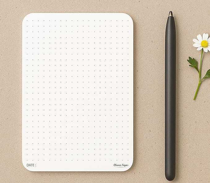 CLEVER SIGNS A6 Dot Grid Notepad - 4 Pack (4,1" x 5,8") Small Dotted Memo Desk Pads-Premium Paper with Cardboard Back Support - Ideal for Note-taking, Planning, Sketching, and Journaling