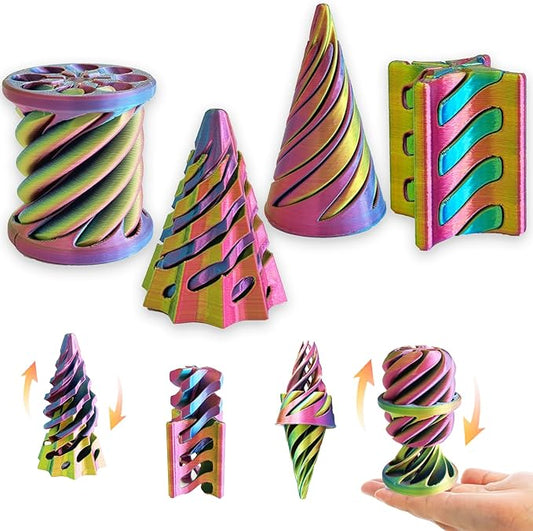 4 Packs Impossible Cone,Spiral Cone Fidget Toy,Impossible Cones passthrough Impossible Pyramid for Relaxing,Spiral Fidget Toy passthrough Impossible Cone,Birthday for Adults & Kids