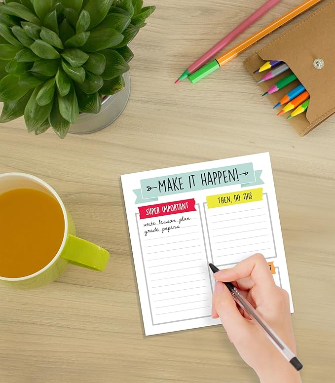 Carson Dellosa Aim High Notepad 3-Pack Set, Note Pads for To Do List, Goals, Checklist, and Classroom Organization Stationary, Desk Accessories and Office Supplies