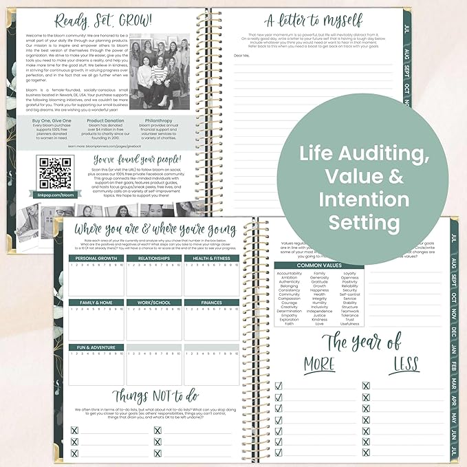 bloom daily planners HARDCOVER 2025-2026 (8.5" x 11") Academic Year Day Planner (July 2025 - July 2026) - Task Goal Organizer - Monthly & Weekly Inspirational Agenda Book - Eucalyptus, Green