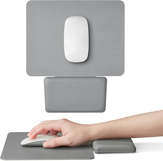 Ergonomic Mouse Pad with Wrist Rest, Leather Comfortable Mousepad, Natural Cork Non-Slip Base Mouse Pads for Desk, Computer, Laptop, Gaming, 11.1 x 9.84 in Home & Office Desk Accessories