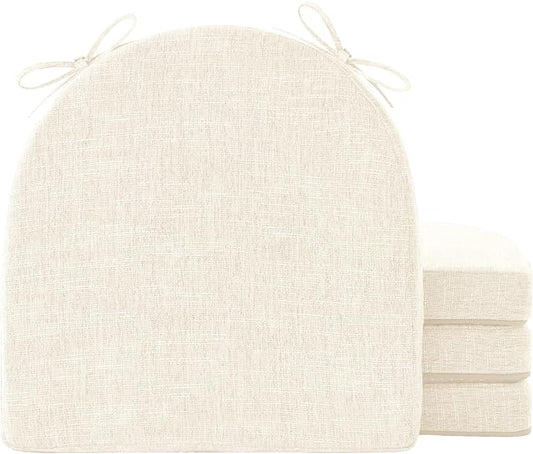 Chair Cushions for Dining Chairs with Ties and Removable Cover, Dining Kitchen Chair Pads with Non-Slip Bottom, High-Resilience Indoor Seat Cushions, 16'' x 16'' x 2'', Set of 4, Beige