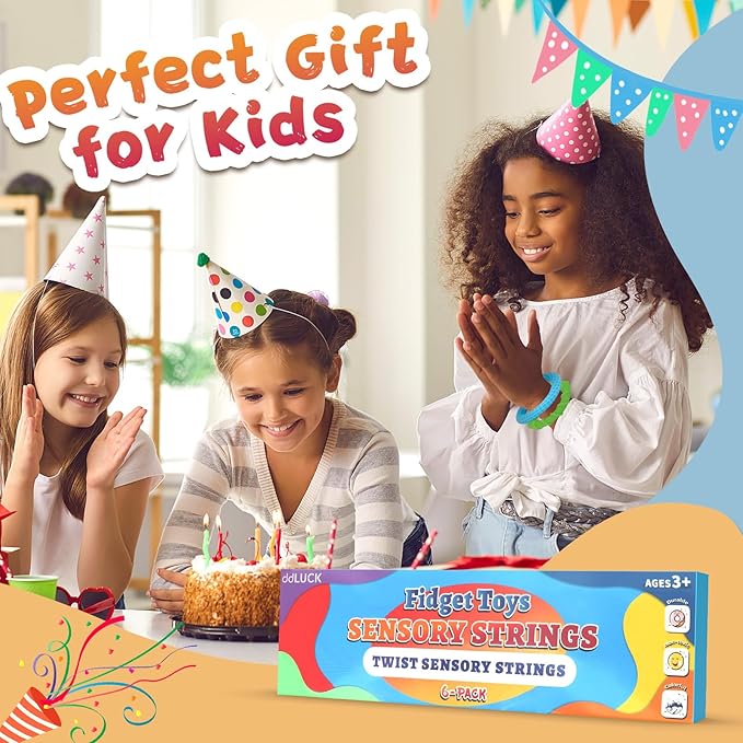 Fidget Toys Silicone Sensory Sticks, Textured Calming Sensory Toys for Kids with Autism, Autism Toy for Anxiety Relief, Travel Toy for Kids 3+ & Adults (6 Pack)