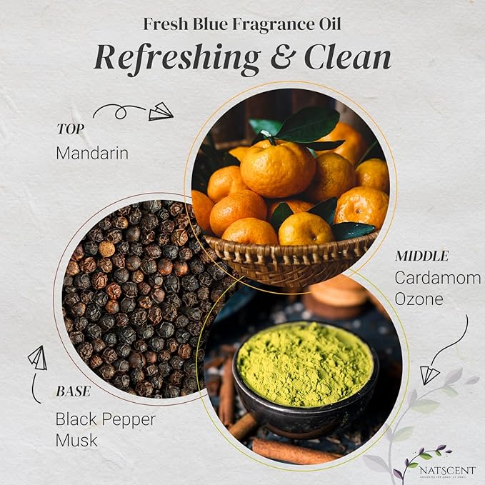 Fresh Blue Essential Oils for Diffusers for Home, Nature-derived Fresh Linen Essential Oil, Long-Lasting & Family-Friendly Diffuser Oils Scents, IFRA Certified, Cold Air & Ultrasonic - 16 oz