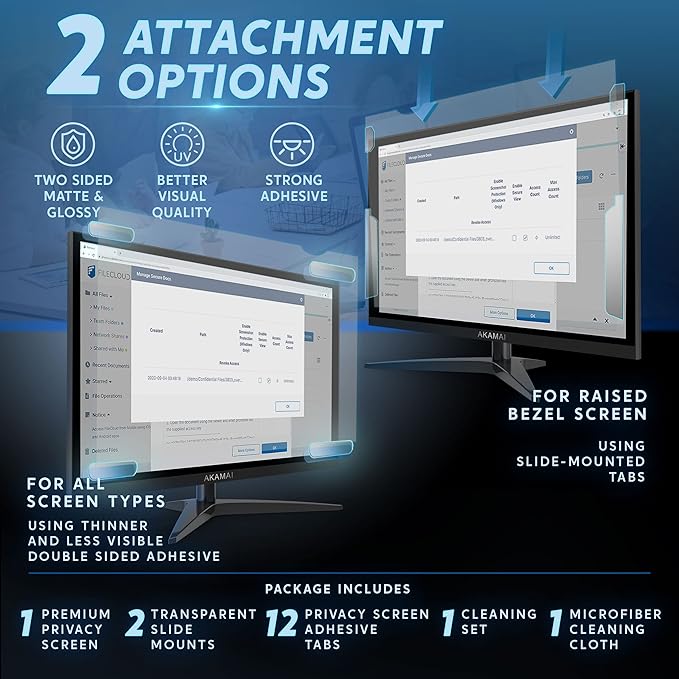 Akamai Office Products 23.8 inch Monitor Anti Glare Screen – Anti-Glare, Anti-Scratch, Blocks 96% UV Blue Light Protection – Matte Gloss Finish (23.8" Widescreen (16:9), Anti-Glare)