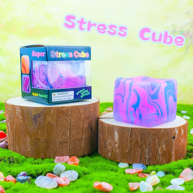 Stress Cube for Kid & Adults, Gel Filled Squishy Toys for Kids Stress Relief - High Density Squeeze Balls for Students Calming, Fidgets for Classroom Prize Toys