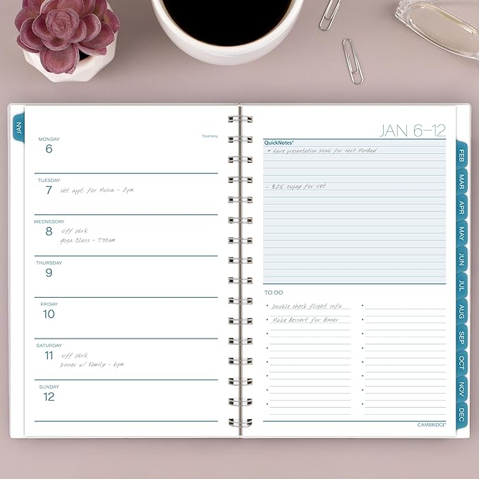 Cambridge 2025 Planner, Weekly & Monthly, 5-1/2" x 8-1/2", Small, Glacier (1727-200-25)