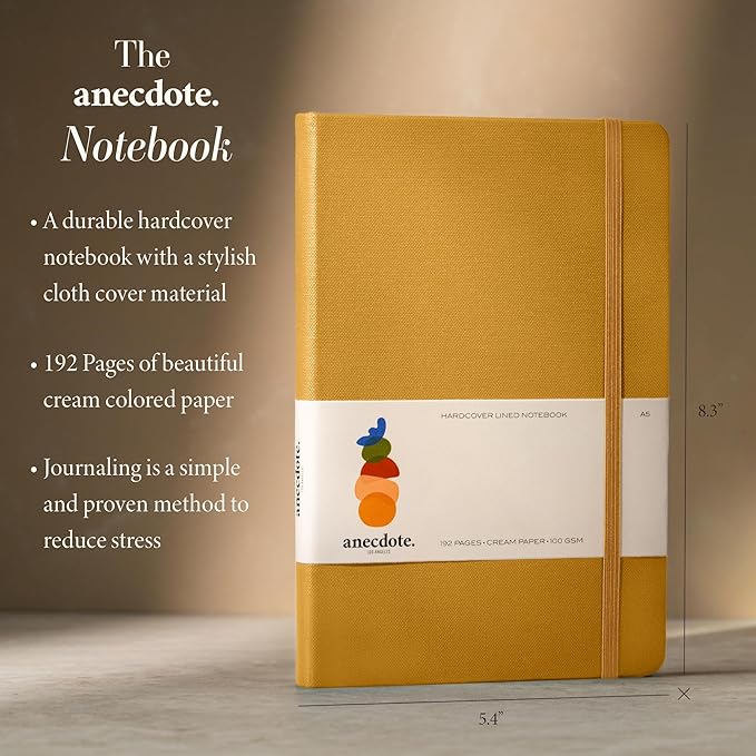 Hardcover Ruled Journal with Thick 100 gsm College Ruled Paper A5 size (8.3 inches x 5.4 inches) - Daily Writing Notebook Journal for Travel, School and Office Use - Diary Journal for Women and Men - Mustard