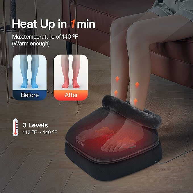 COMFIER 2-in-1 Shiatsu Foot & Back Massager with Heat, Electric Foot Warmer for Women,Men,Feet Massager Machine, Feet Heater,Gifts