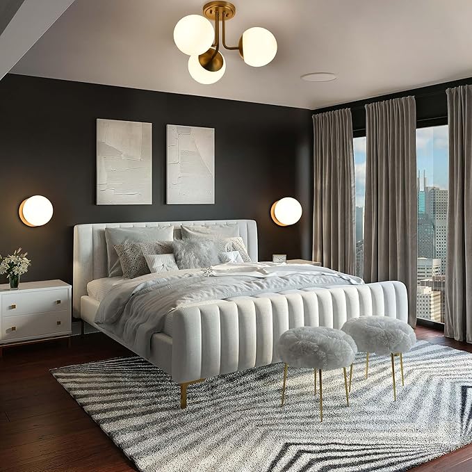 Wall Sconces, 1 Light Modern Globe Sconce in Aged Brass, Wall Light for Bedroom Bathroom Living Room & Hallway Vanity Lighting, Ceiling Light Fixture