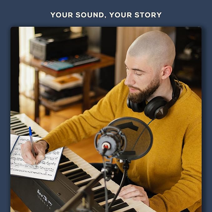 BEECHMORE BOOKS Blank Sheet Music Notebook – A4 8.5x11.5 for Songwriters, Musicians & Composers, 156 Thick 120gsm Pages, 10-Staff Perforated Sheets, Vegan Leather Hardcover, Elastic Closure, Gift Box