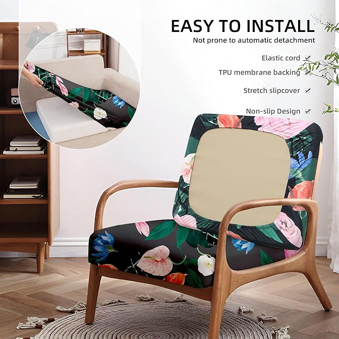 8Pcs Stretch Patio Cushion Covers Waterproof Outdoor Cushion Covers Patio Couch Cover Slipcovers, for Outdoor Furniture Protector Covers Replacement(Cover Only) (Flowers)