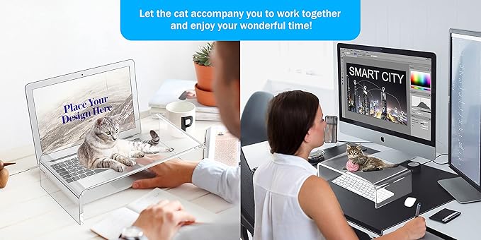 Acrylic Monitor Stand Riser Acrylic Laptop Stand Riser PC Holder Clear Computer Monitor Stand for Desk White Laptop Stand for Desk Compatible with iMac MacBook All Notebooks