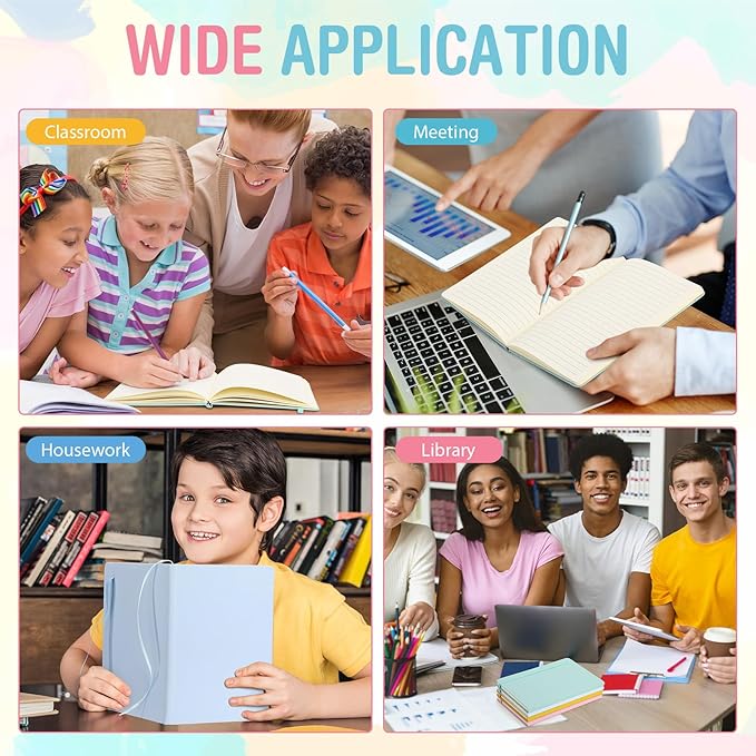 Honoson 20 Pack Lined Journal Notebooks A5 Hardcover Executive Notebook 5.5 x 8.3 PU Leather Wide Ruled Journals Bulk with Elastic Band for Home Business Office School Supplies(4 Pastel Colors)