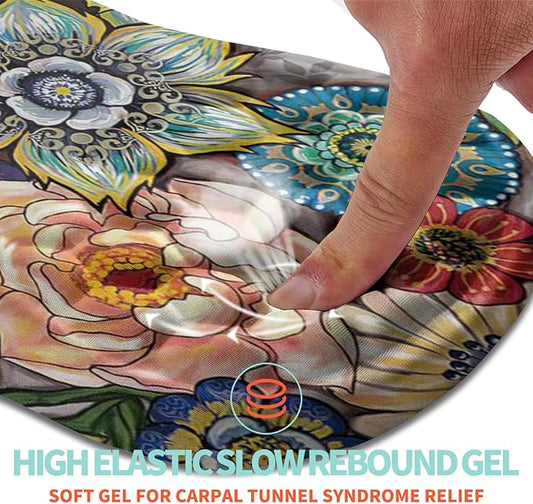 Ergonomic Mouse Pad Wrist Support with Memory Foam Massage Bulge, Carpal Tunnel Pain Relief Mousepad Wrist Rest for Mouse(12x8 inch, Blooming)