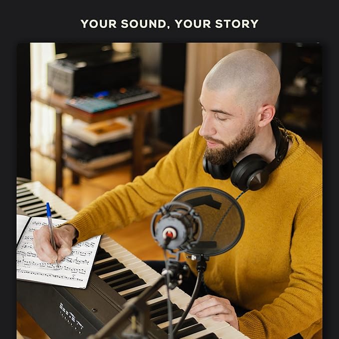 BEECHMORE BOOKS Blank Sheet Music Notebook – A4 8.5x11.5 for Songwriters, Musicians & Composers, 156 Thick 120gsm Pages, 10-Staff Perforated Sheets, Vegan Leather Hardcover, Elastic Closure, Gift Box