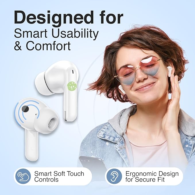 Puro Sound Labs PuroQuiet-Air Active Noise Cancelling Bluetooth Earbuds, Volume-Limited Wireless Earphones for Safe Listening, Soft Touch, Type-C Charging with Built-In Microphone & Secure Fit – White