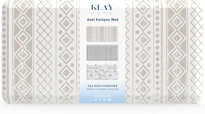 Klay Home Kitchen mats for Floor Anti Fatigue, 3/4" Thick 100% PU Memory Foam Kitchen mat, Padded Kitchen mat, Cushion Kitchen Sink Rug - Waterproof - Non-Slip - Well-Made (Medium 20" x 39", Boho)