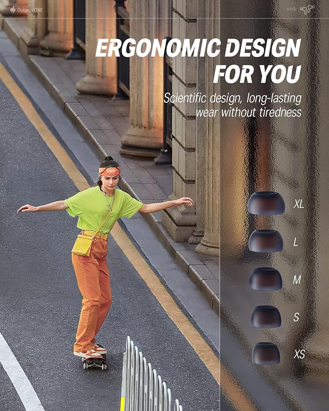 Donner Wireless Earbuds Noise Cancelling, Bluetooth 5.2 Earphones with ENC for Clear Calls, 12mm Drivers & Balanced Armature, App for Custom EQ, 32H Playtime, Fast Charging - Dobuds ONE, Blue