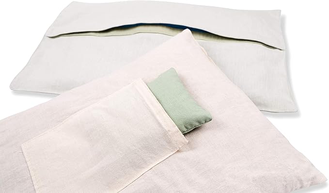 Kanjo Aroma Mint Acupressure Pillow - 100% Cotton Linen with Natural Cork Filling - Aromatherapy Pillow for Back Pain and Neck Pain Relief