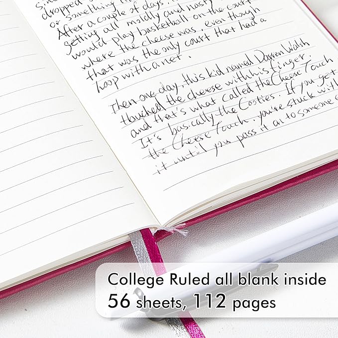 feela Pocket Notebook Journals, Mini Cute Small Hardcover College Ruled Notepad Office School Supplies, with 3 Black Pens, 3.5”x 5.5”, 3 Pack, A6, Solid Colors, Gray, Berry, Emerald