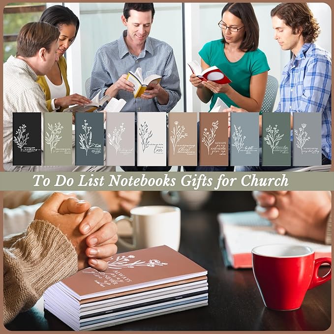 Qilery 30 Pcs Christian Gifts Bulk Pocket Planner 2025-2026 Prayer Journals for Women Men to Do List Weekly Goals for Pastors' Wives Appreciation Day Church Sunday School(Neutral Color,Aesthetic)