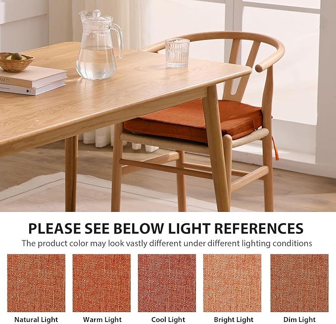 Chair Cushions for Dining Chairs, 2" Thick Seat Cushions for Kitchen Chairs, D-Shaped Chair Pads with Washable Cover, Ties and Non Slip Backing, 17'' x 16'', Set of 6, Orange