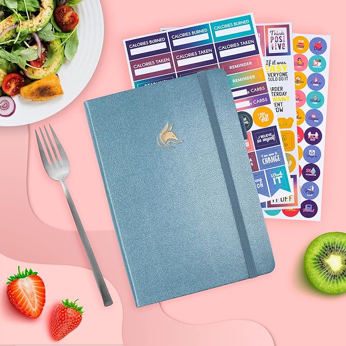 Clever Fox Wellness Planner - Weekly & Daily Health and Wellness Log, Food Journal & Meal Planner Diary for Calorie Counting, Notebook for Medical Condition Tracking, A5-Sized - Aquamarine