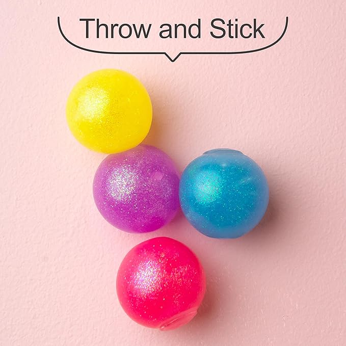 12pc Value Pack - Squeeze Balls in Assorted Glitter Colors - Fidget Toy Stress Balls for Adults and Kids - Anxiety Relief Items to Squish, Squeeze, Throw and Stick Fidgets for Kids