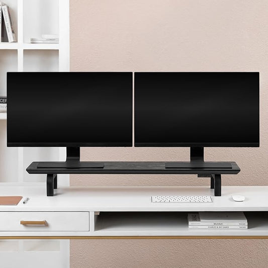 Anji Mountain Monitor Stand - Desktop Organizer & Laptop Riser, Ergonomic Monitor Riser, Space-Saving Monitor Stand for Desk, Durable Construction, Easy Assembly, Ideal for Home & Office,Black