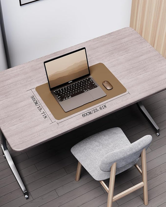 YSAGi Double-Sided Desk Pad, Leather Desk Mat, Eco Cork Desk Pad Protector, Large Mouse Pad for Desk, Waterproof Desk Blotter Pad, Desk Writing Pad for Office Work/Home(23.6"x13.7",Khaki+Cork)