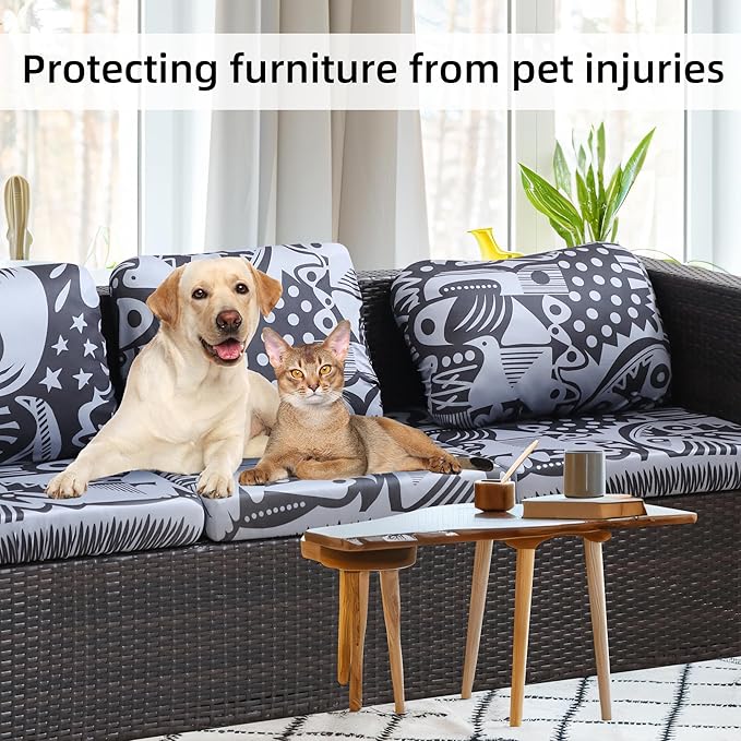 8Pcs Stretch Patio Cushion Covers,for Outdoor Couch Cushion Covers Replacement,Outdoor Sofa Covers Patio Slipcovers Couch Cover,Washable Furniture Cover (Pigeon 1, Cover Only)