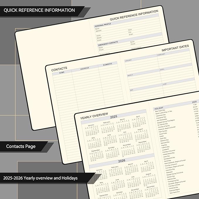 2025-2026 Planner - Academic Planner 2025-2026, Leather Weekly Monthly, Jul.2025 - Jun.2026, 9" x 11", Inner Pocket + Bookmarks+ Leather Hardcover