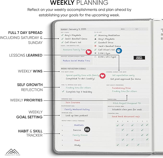 Undated, 2025 Planner, 8.5" x 11" - The #1 Productivity Planner to Achieve Your 2025 Goals - Planner 2025-2026 by PRODUCTIVITY STORE (A4, GREY)