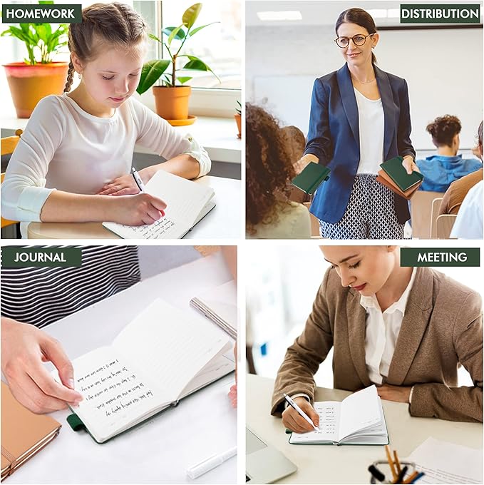 feela Pocket Notebook Journals, Mini Cute Small Hardcover College Ruled Notepad Office School Supplies, with 3 Black Pens, 3.5”x 5.5”, 3 Pack, A6, Vintage Colors