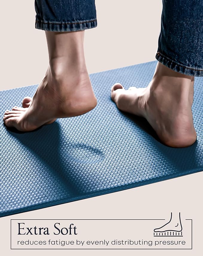 Anti-Fatigue Kitchen Mat Set – 2-Piece Memory Foam Cushioned Mats for Standing – Royal Blue, 18×30 & 18×60, 0.4 in Thick, Waterproof, Non-Slip – Homergy