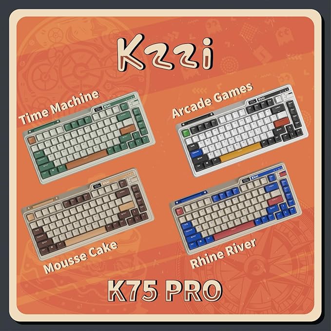 K75 PRO RGB 75% Wireless Gasket Mechanical Keyboard, Triple Mode BT 5.0/2.4G/USB-C 82 Keys Hot Swappable Gaming Keyboard w/Knob & Power Display, Custom Tactile Switches, Mousse Brown