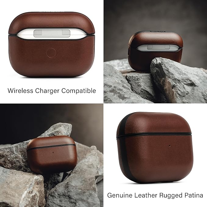 Leather Impact Airpods Pro 2nd Generation Case | Compatible with Airpods Pro Case 2nd Gen | Genuine Leather | MagSafe | Full Drop Protection | Airpod Pro Case (Dark Brown)