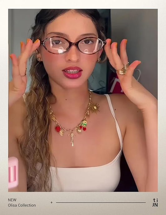 TIJN Olisa Blue Light Blocking Glasses for Women Men,Oval Glasses Frame Bluelight Glasses for Gaming/Computer/Screen