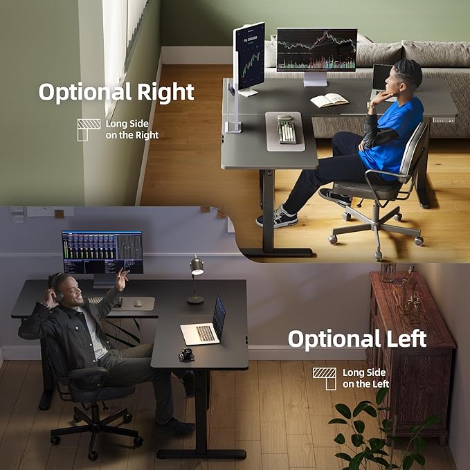 YDN L Shaped Standing Desk, Electric Standing Desks L Shape Adjustable Height Dual Motor, 63 x 55 Inch Corner Standing Desks with Splice Board for Home Office, Large Standing Desk, Black