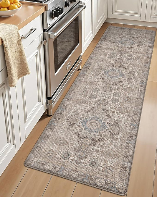 LUMI Kitchen Mat Anti Fatigue Cushioned, Memory Foam Padded Standing Rug Waterproof, Non Slip Comfort Floor Runner for Home, Sink, Laundry, Office, 17"x59", Taupe