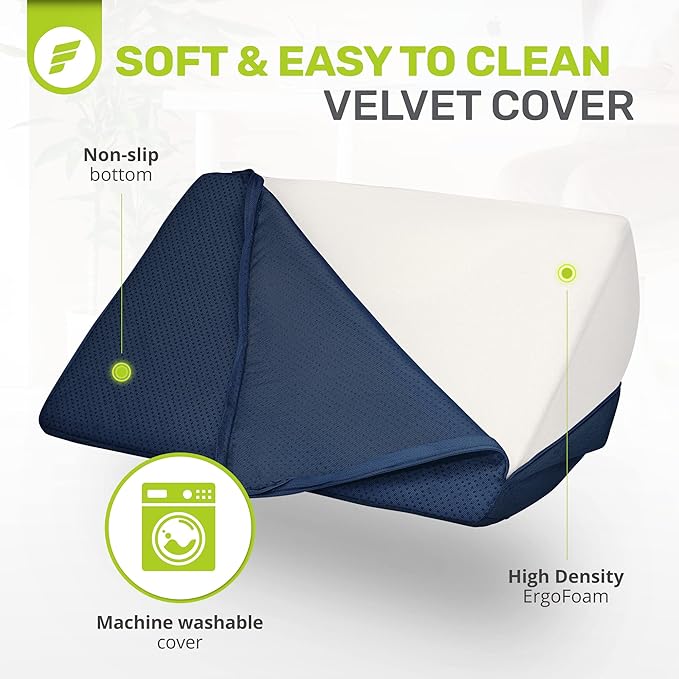 ErgoFoam Foot Rest - Chiropractor-Endorsed Orthopedic Teardrop Design 2in1 Adjustable Premium Under Desk Footrest for Lumbar, Back, Knee Pain (Navy Blue)