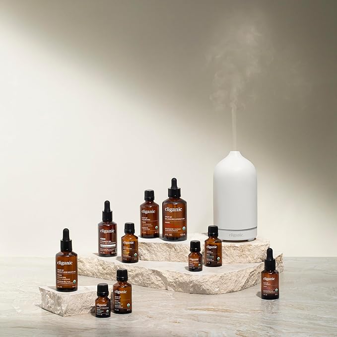 Cliganic Ceramic Diffuser (Sage), 100ml Ultrasonic for Essential Oils Aromatherapy, Home & Office