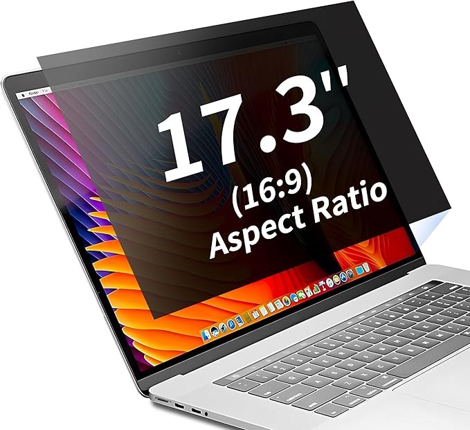 Seorsok 17 Inch 16:9 360°Laptop Privacy Screen Protector,Anti Peeping and Anti Blue Light Laptop Privacy Shield,Anti Glare Screen Protector Reduce Eye Strain & Eye Protection
