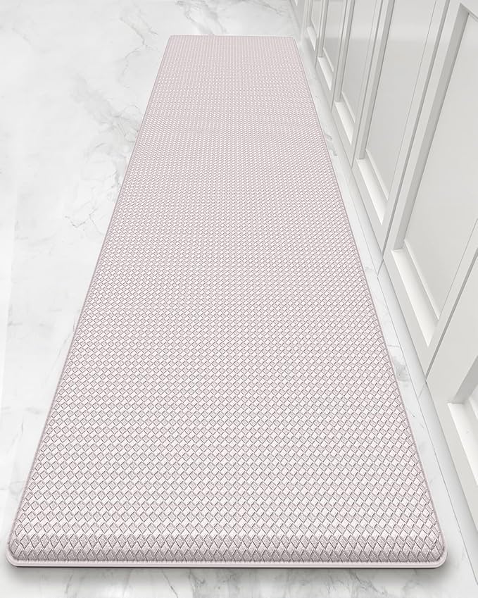 Color&Geometry Anti Fatigue Cushion Kitchen Mat for Floor -24"x87",Wide,Easy Clean, Water & Oil Proof, Anti Slip, Foam Rubber Runner Rug for Front Sink Comfort Standing,Floral White