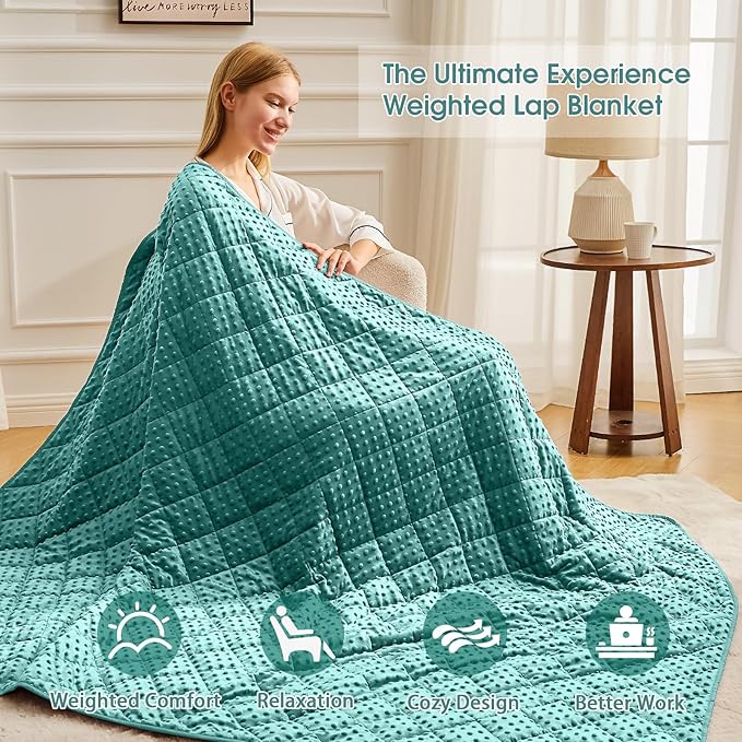 Weighted Blanket for Adults (20lbs, 48"x72" Twin Size) - Breathable Minky Heavy Blanket for 130-220lbs with Premium Glass Beads - Soft Thick Blanket for All-Season Sleeping Comfort - Teal