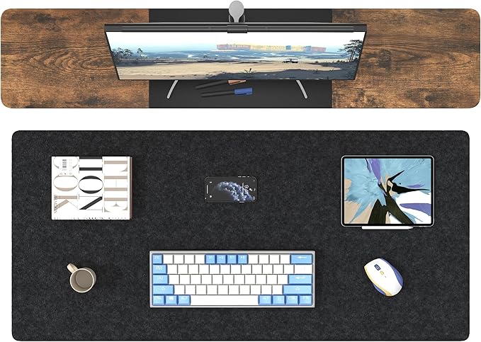 DAWNTREES Large Felt Desk Pad, 40''x16'' Full Desk Mouse Pad, Office Computer Desk Mat for Keyboard,100X40cm Felt Desk Mat for Desk Pad Protector