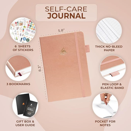Clever Fox Self-Care Journal Premium – Daily Gratitude & Mental Health Notebook for Women – Reflection & Personal Development Journal (Rose Gold)