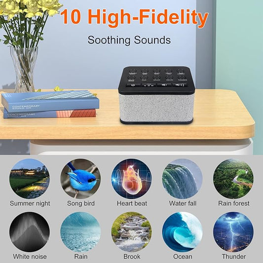 LUXSWAY White Noise Machine, Sleep Sound Machine with 10 Natural Soothing Sounds, Volume Control & 3 Timers Setting, Memory Function Sound Machine for Baby Kids Adults & Home Office Travel
